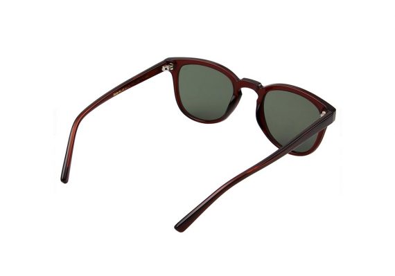 unisex Akjaerbede BATE zonnebril kleur donker bruin transparant met groene glazen AKsunnies bril
