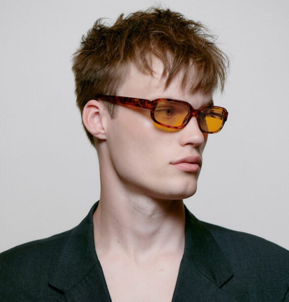 A.Kjaerbede zonnebril model WILL Havana met gele glazen AKsunnies bril sunglasses