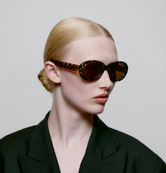 A.Kjaerbede zonnebril model ANMA kleur geel zwart met bronze glazen AKsunnies bril sunglasses eyewear