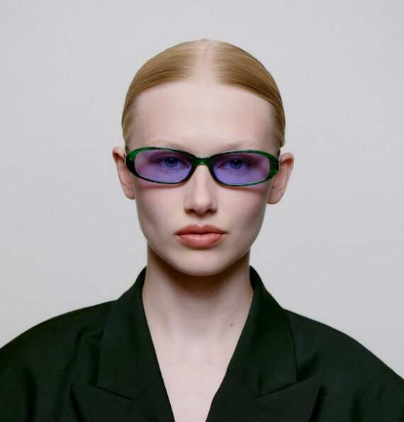 A.Kjaerbede zonnebril model MACY kleur groen met paarse glazen AKsunnies bril sunglasses eyewear