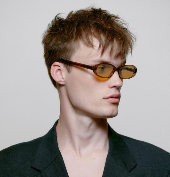 A.Kjaerbede zonnebril model MACY kleur bruin met licht gele glazen AKsunnies bril sunglasses eyewear